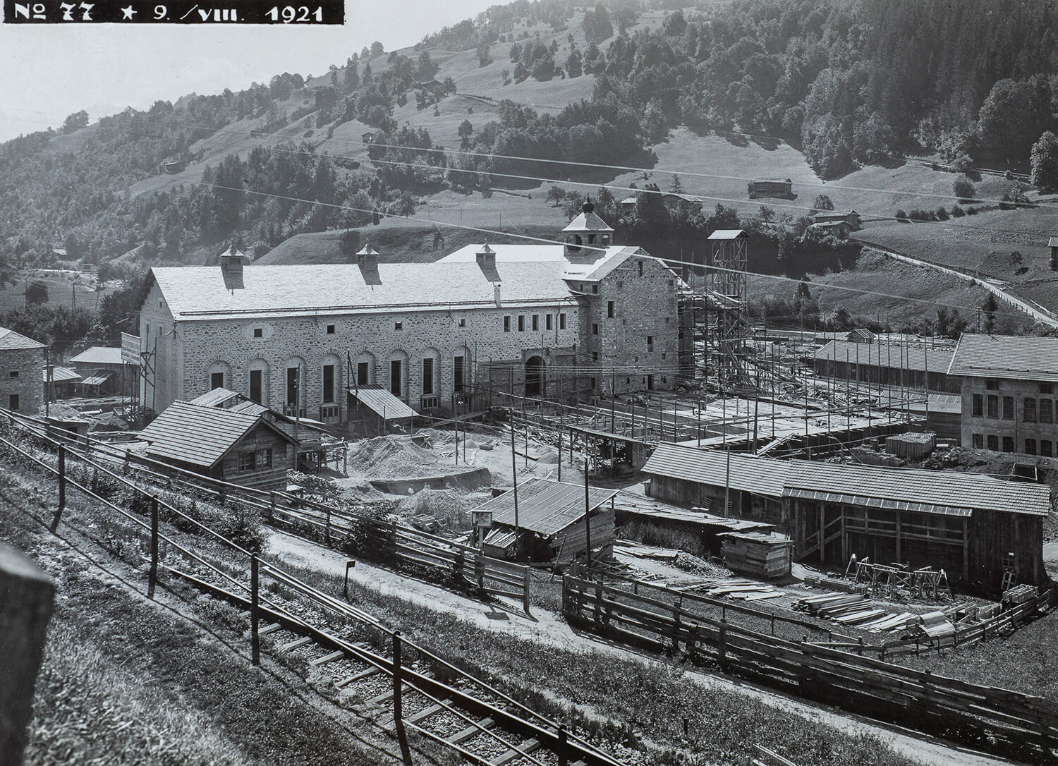 Das im Bau befindliche Kraftwerk Küblis 1921