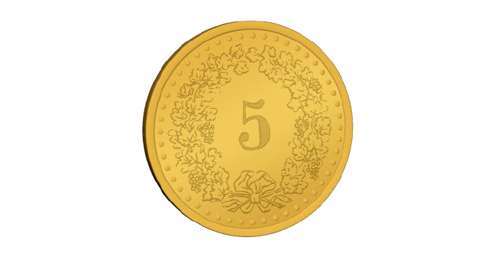 Visualisierung einer 5-Rappen-Münze